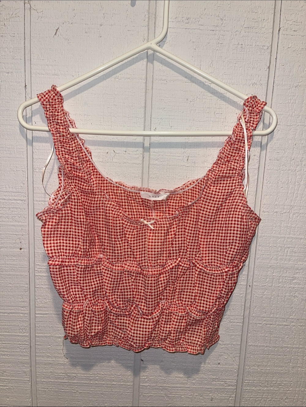 Lush Red Gingham Smocked Crop 🔝 top